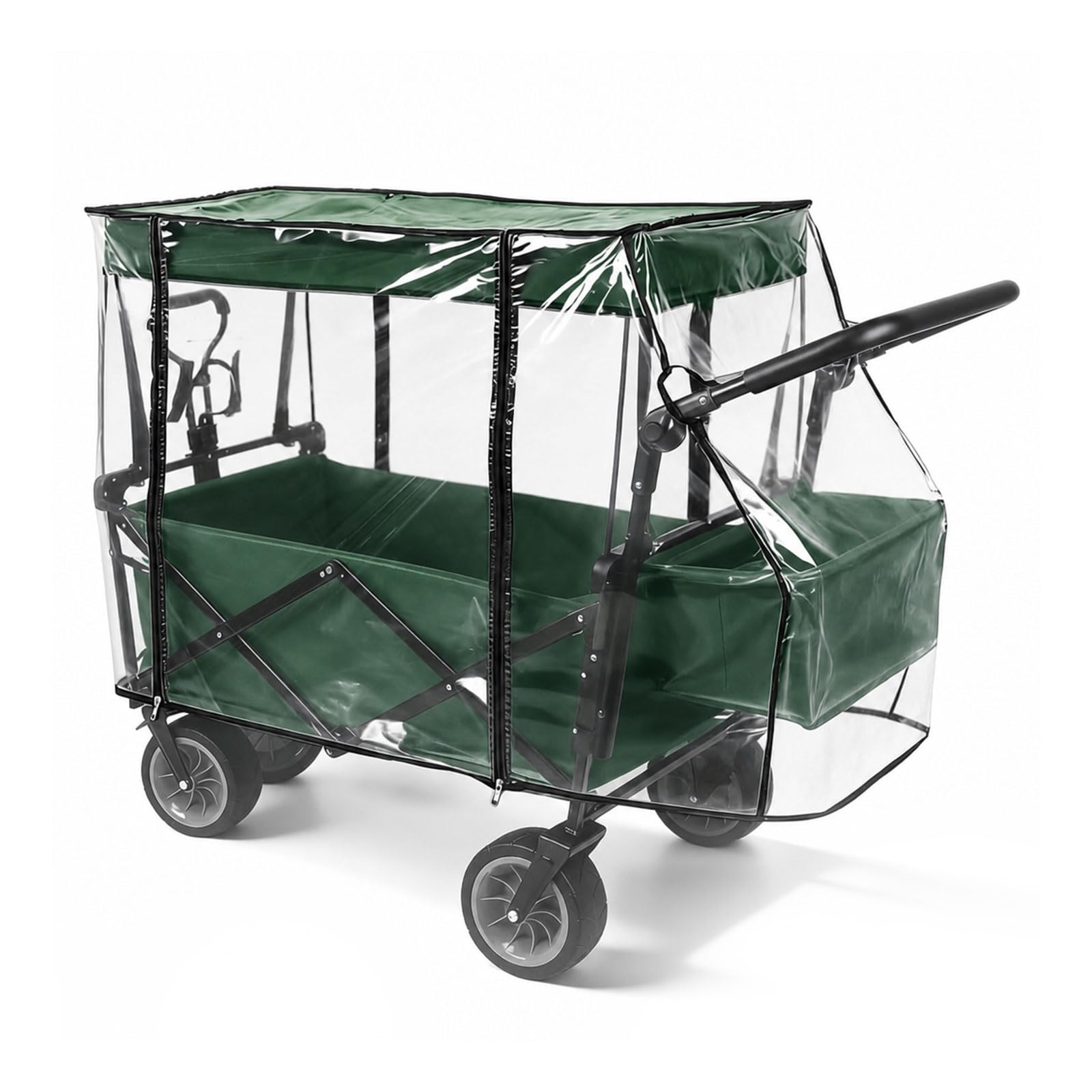 Funda de lluvia para carrito 115 x 75 x 51 cm, cubierta transparente de PEVA con cremallera y cierre autoadherente, protección contra la lluvia para carrito plegable y de transporte