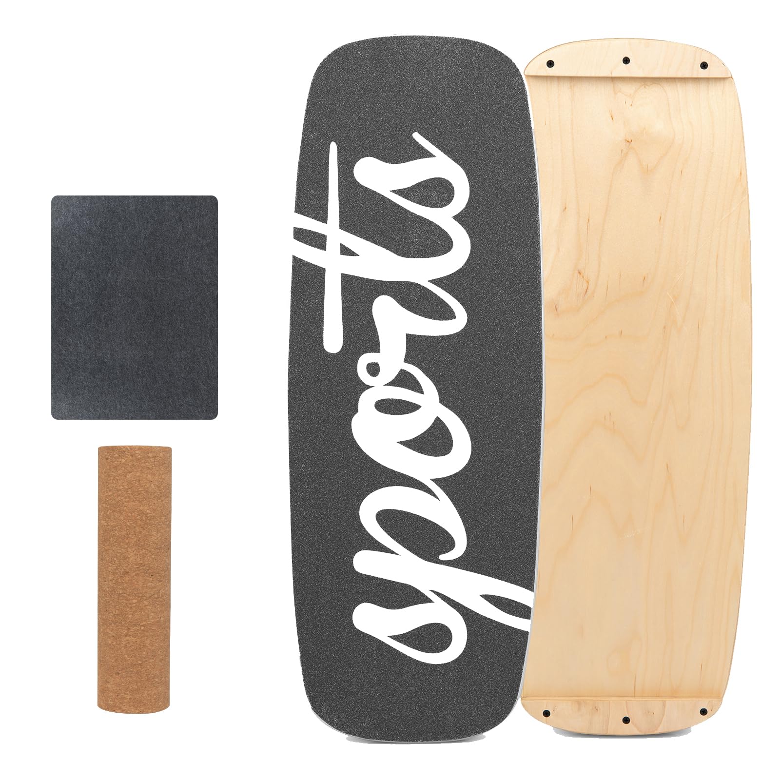 COSTWAY Wooden Balance Board, Surfing Skate Balance Trainer (White+Black) — image 1