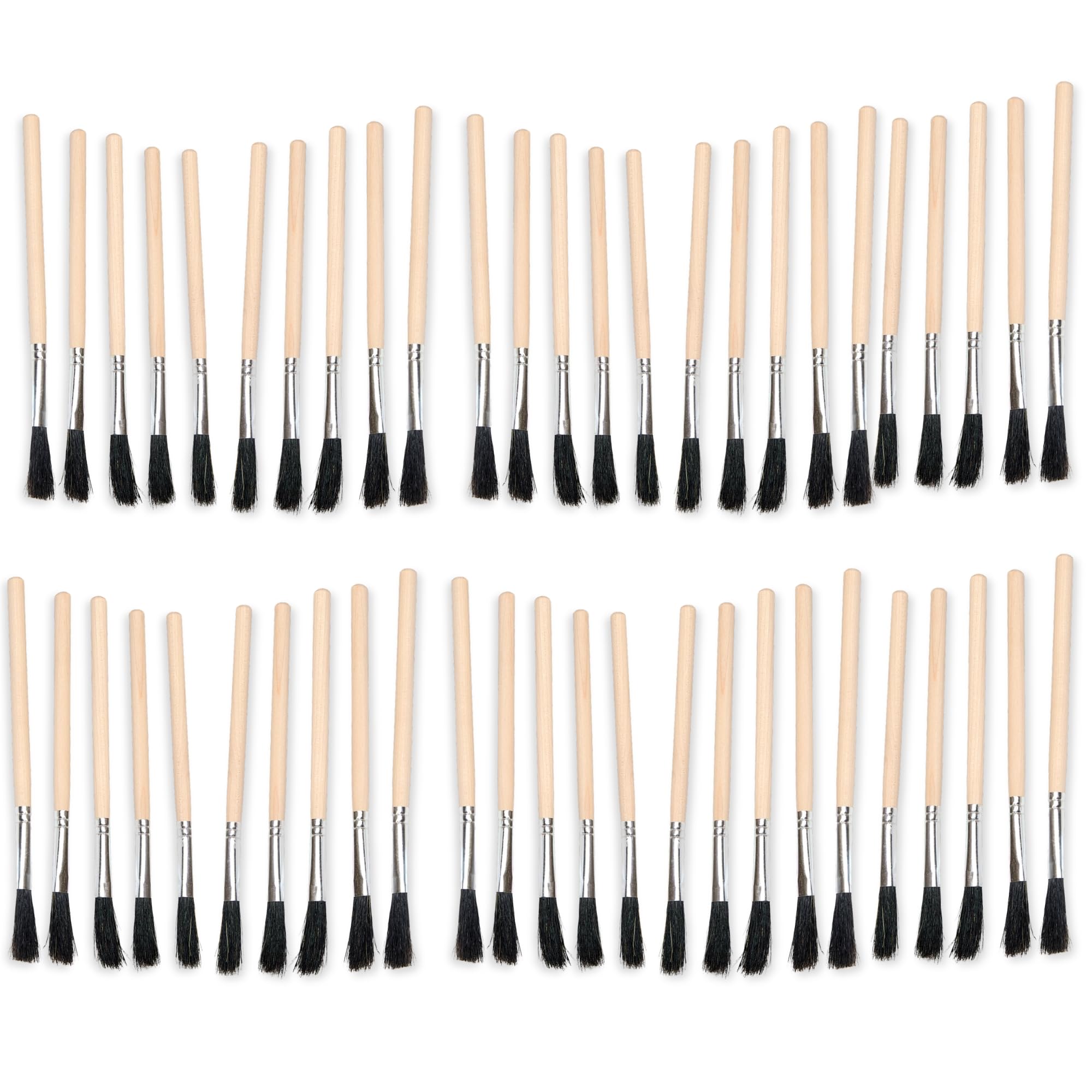 LavaTap Flux Brush 50 Pack, 10 mm 3/8 Inch Wooden Handle Flux Brushes and Glue Brushes for Soldering Flux, Resin, Crafts, Woodworking, DIY and Repairs