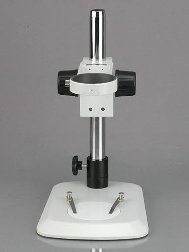 Miniatura 2 de AmScope TS110L-FR Soporte de mesa para microscopio con base de mariposa, poste largo y estante de enfoque