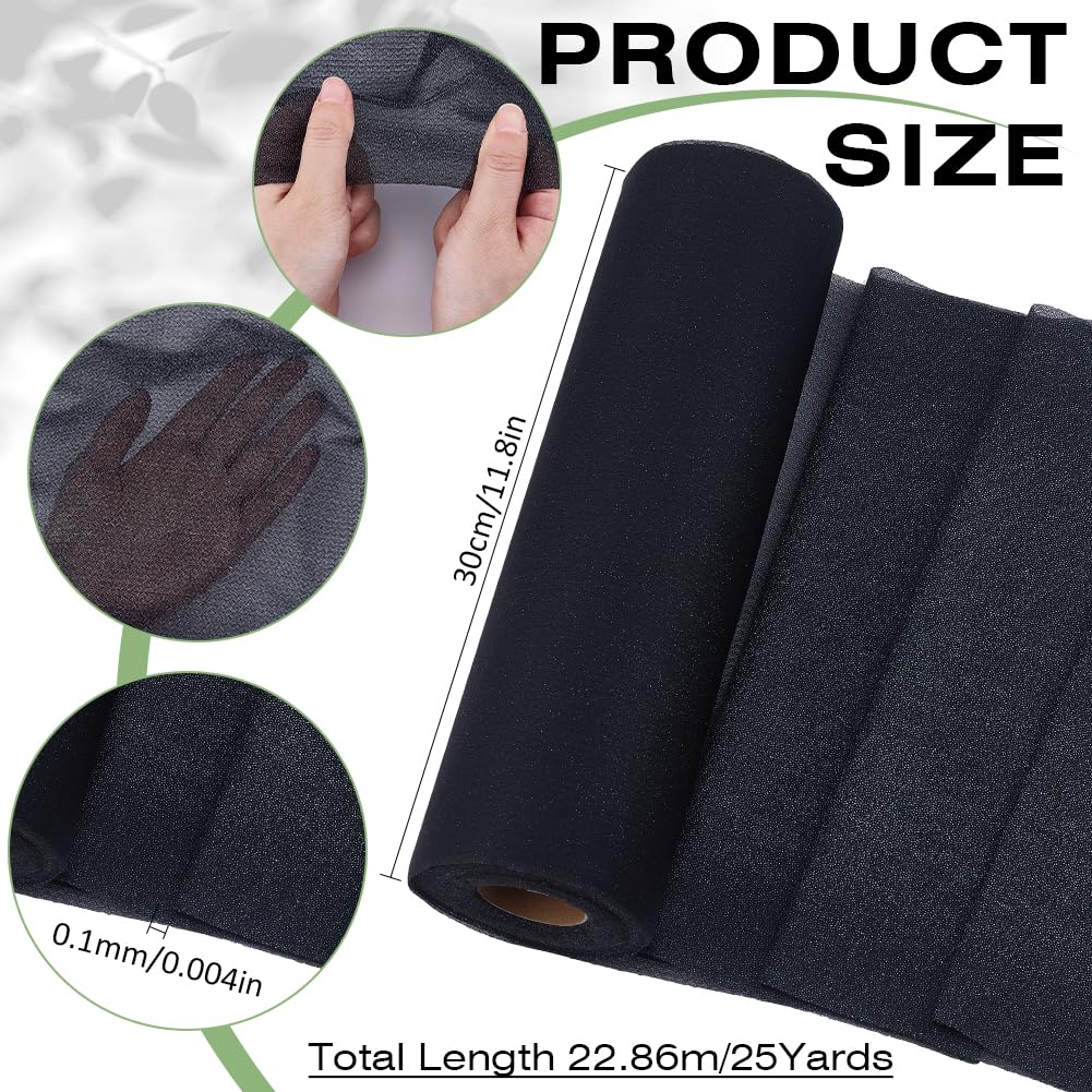 MAYJOYDIY 25 Yards 11.8 Inch Black Embroidery Stitch Cove Soft & Cozy Embroidery Stabilizer Backing Solid Printed and Novelty Fabrics for Sewing Wedding Dress Dancewear Skirt Garment Crafts