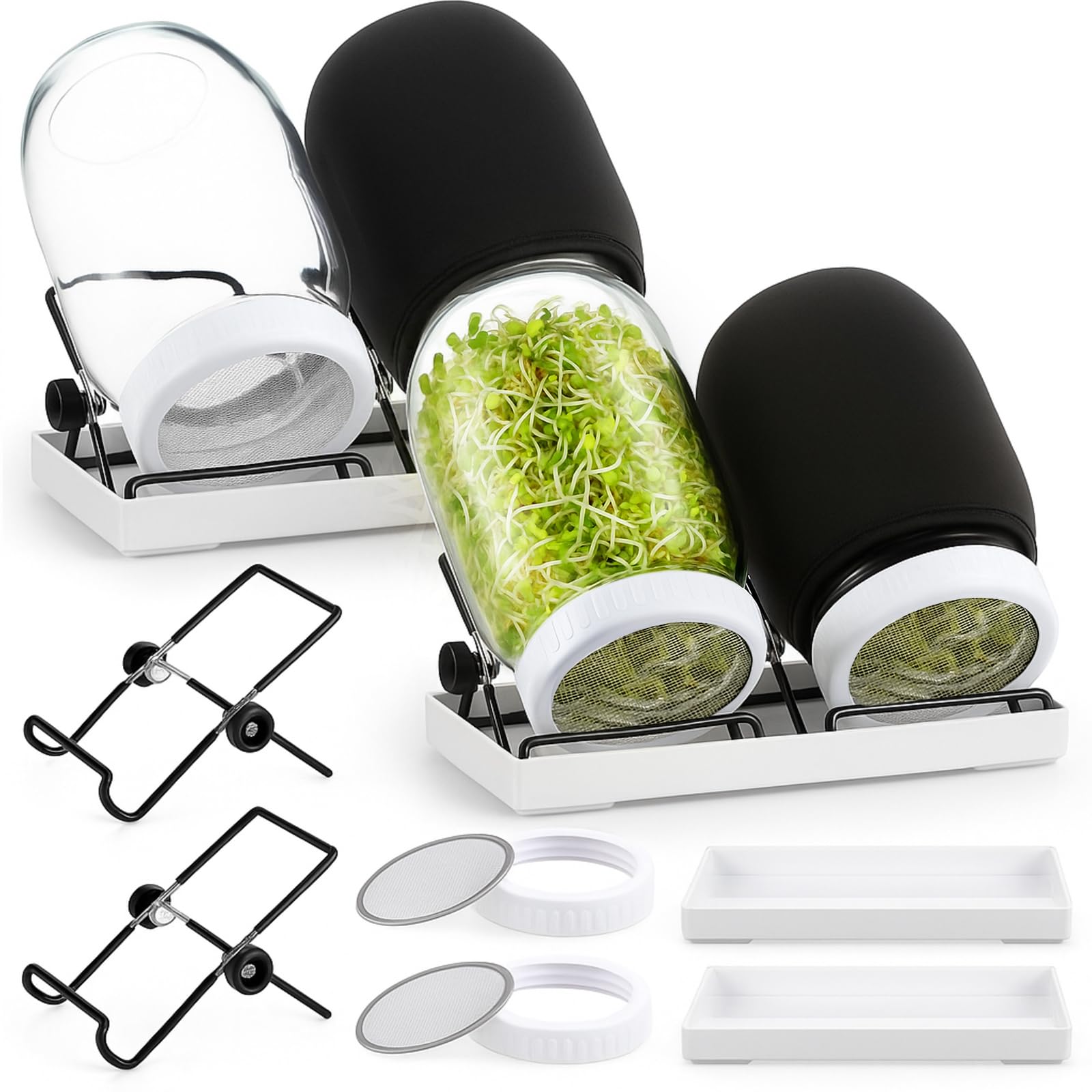 Kit germination 18 pièces en acier inoxydable 316 et bocaux Mason 1L