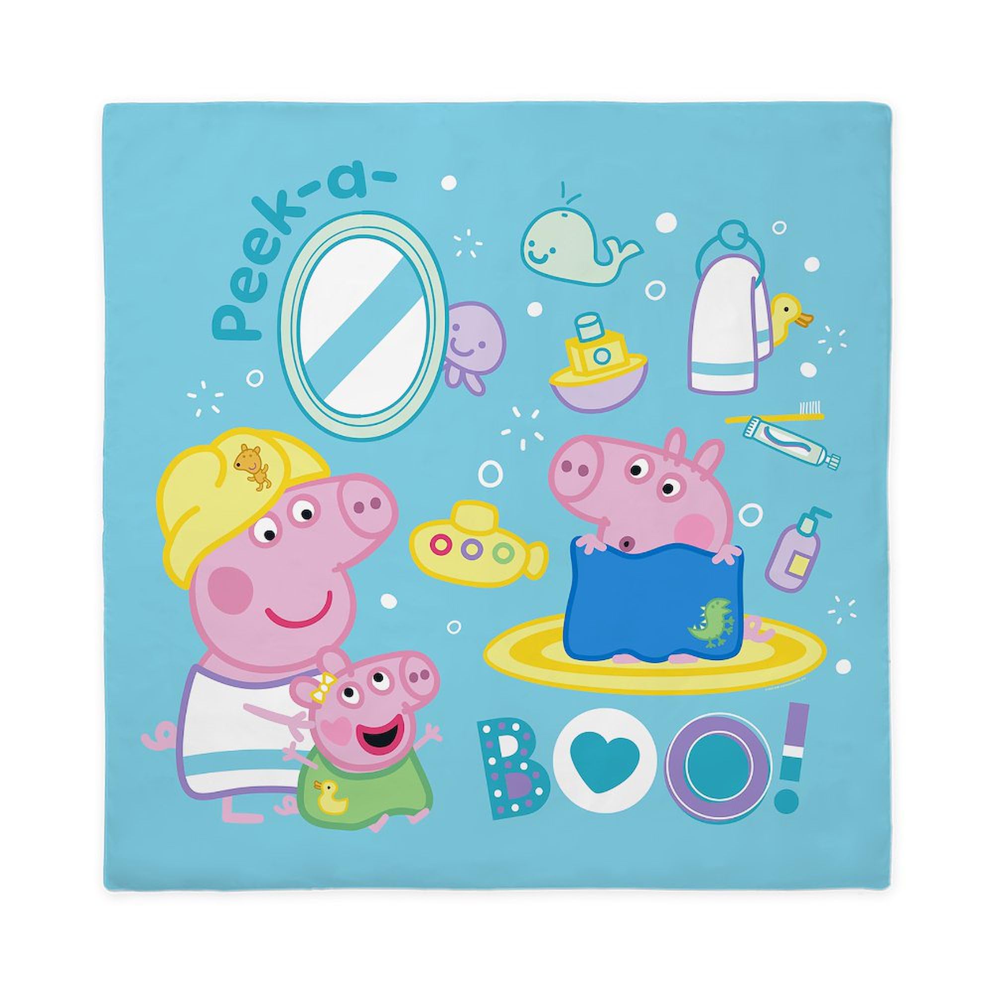 CafePress Peppa Pig: Bath Time Queen Duvet Cover, Printed Comforter Cover, Unique Bedding