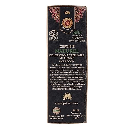 Miniatura 5 de Kit combinado de tinte de cabello de henna negra suave de 7.05 onzas + 7.05 onzas, certificado 100% natural por Ecocert (Francia). Aprobado por