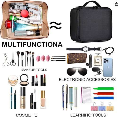 Miniatura 5 de rlokosfb Bolsa de maquillaje portátil que se abre plana para un fácil acceso bolsa de cosméticos grande impermeable bolsa de aseo personal