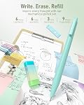 Four Candies 39 PCS Set de papeterie mignon avec étui à crayon, fournitures scolaires avec 5 Stylos à gel & 6 Crayons mécaniques & 12 Highlighters, Essentiels pour les étudiants du collège & Adolescents/garçons (verts)