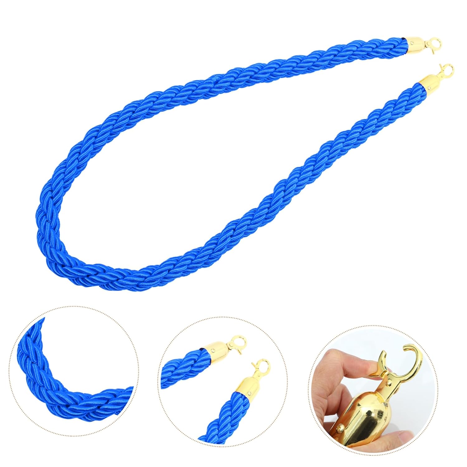 ABOOFAN Queue Barrier Stanchion Rope Hooks Sturdy Crowd Control Lanyard for Party and Event Management Isolation Barrier Twisted Rope for Indoor/Outdoor Use
