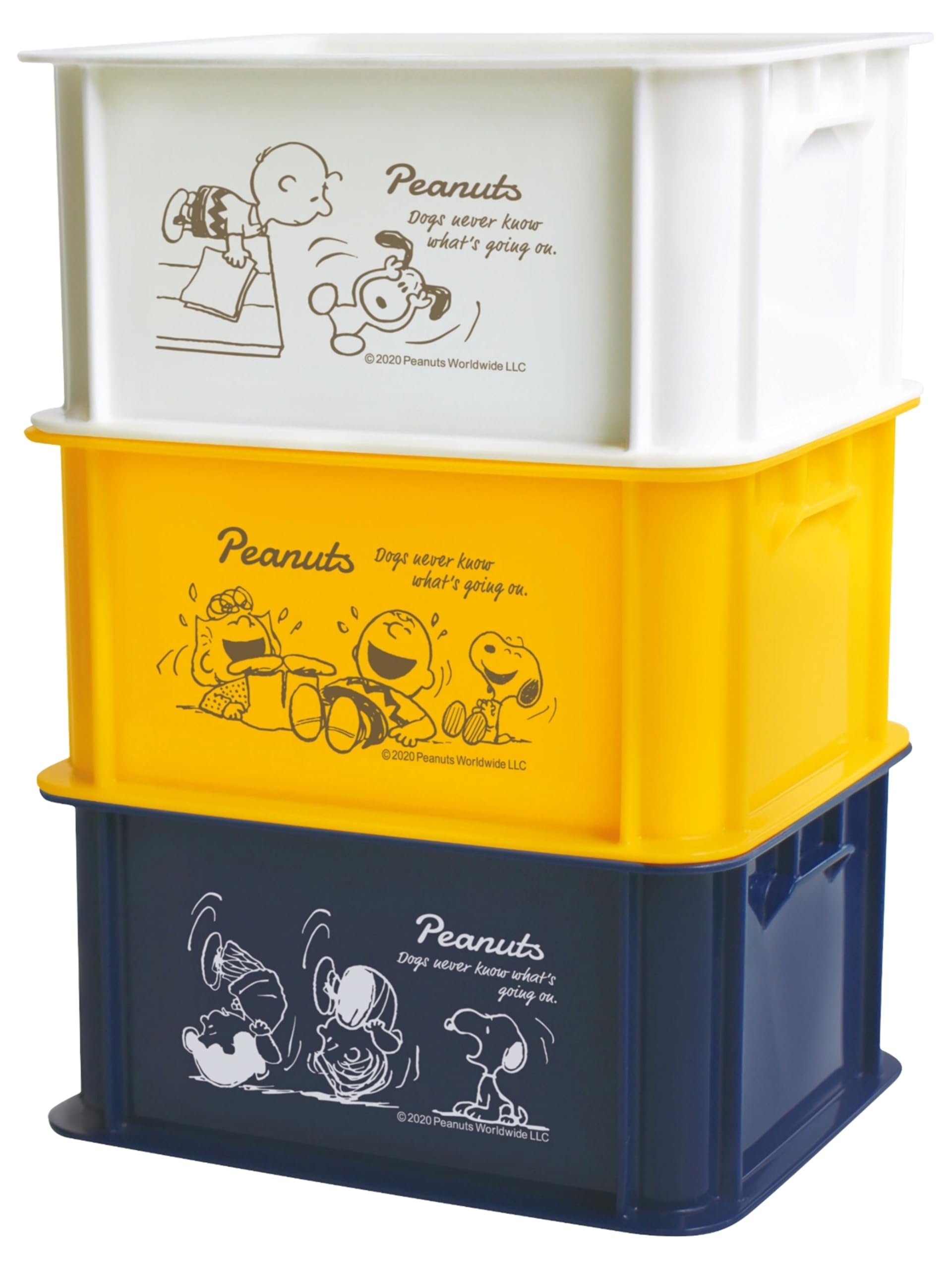 Amazon｜錦化成 スヌーピー ミニコンテナ 3P ホワイト ネイビー