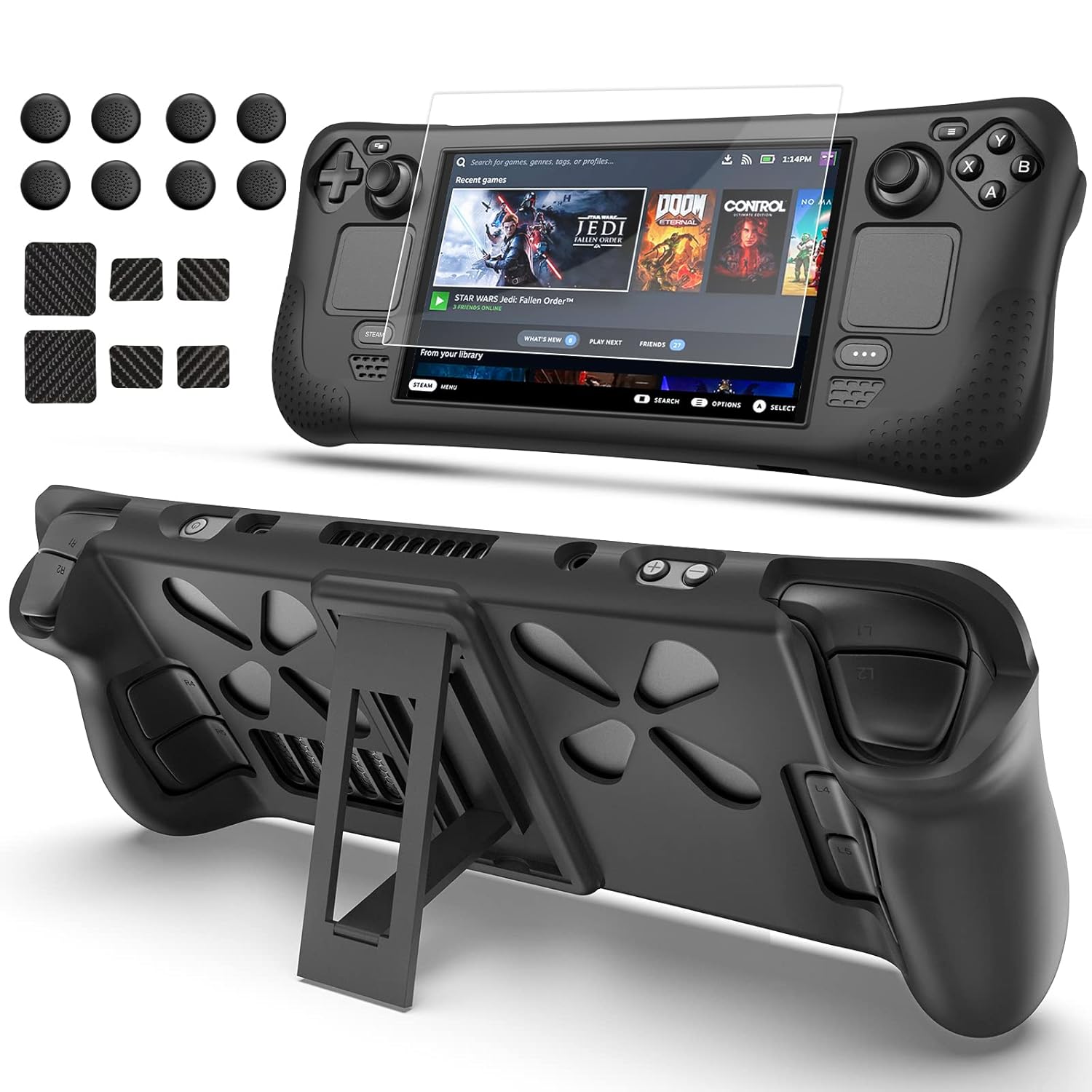 ECHTPower Case for Steam Deck with Kickstand, Thickening