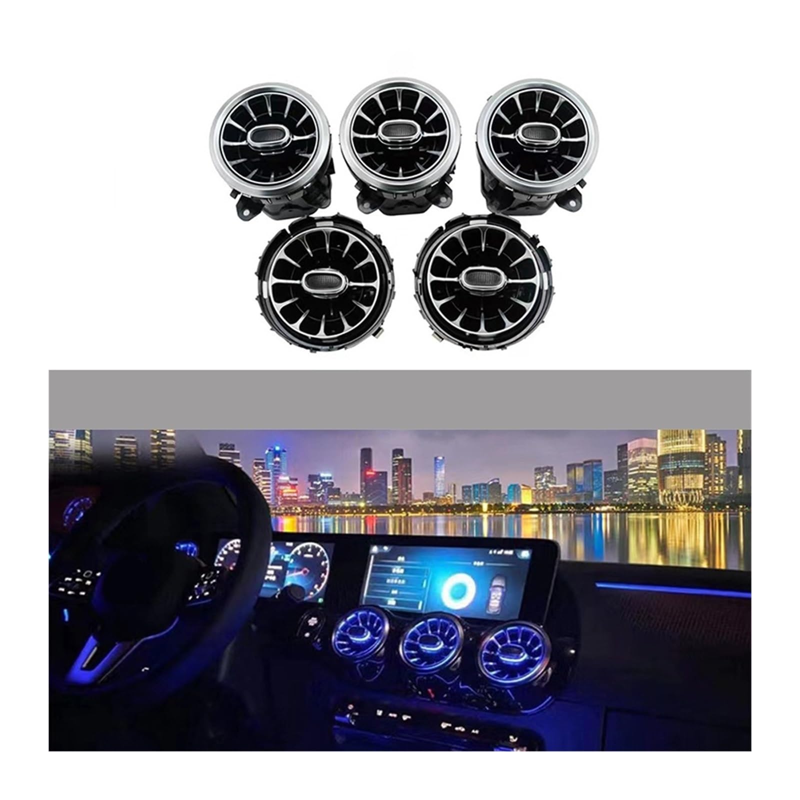 XCZPRKMXY 64 Color Colorful Luminous Front Air Vent Suitable Compatible With Mercedes Benz GLA-Class W247 2020-2022 Front Air Vent Atmosphere Light