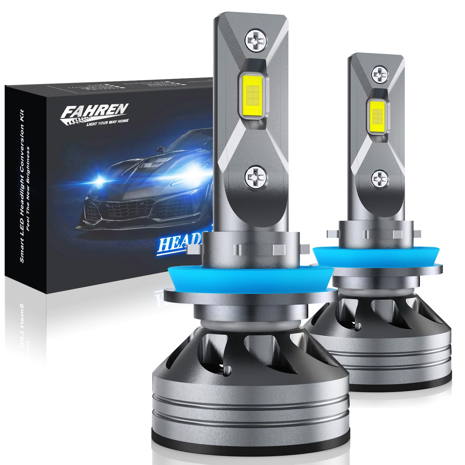 FAHREN 2026 H11 H9 H8 LED Headlight Bulbs, 1000% Super Brightness H11 LED Bulbs, 1:1 Mini Size Plug and Play, 6500K Cool White Halogen Replacement, Pack of 2 — view 17
