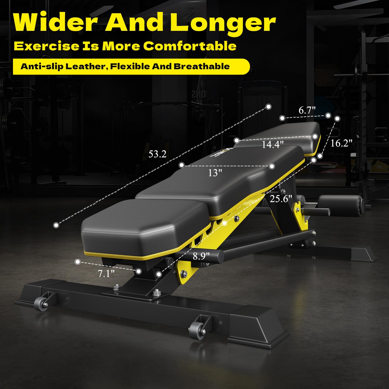 Adjustable Weight Bench for Home Gym, 1200LB Heavy Duty Commercial Workout Bench, Multi-Position Incline Decline Flat FID Bench Press with Headrest & Leg Rollers for Full Body Strength Training