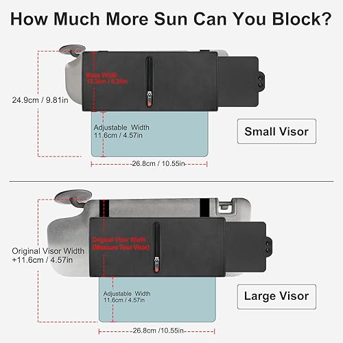 Miniatura 6 de Veharvim - Visera polarizada para automóvil con cremallera deslizante, UV400 mejorada con lente de policarbonato y parasol lateral, antirreflejos