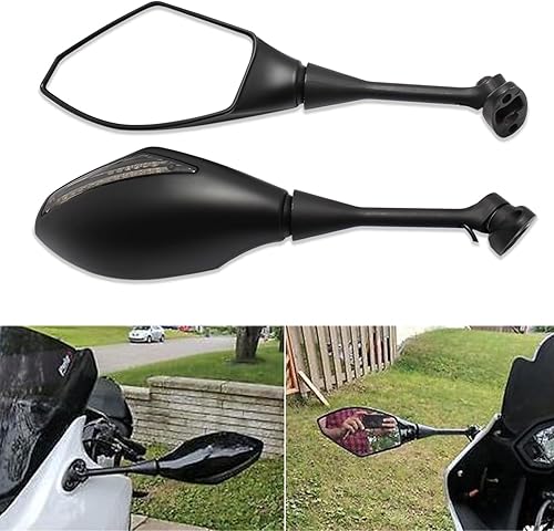 Miniatura 2 de Motocicleta LED señal de giro retrovisor espejos para 2011 2013 Honda CBR250R CBR 600 RR (negro mate+lente ahumada)