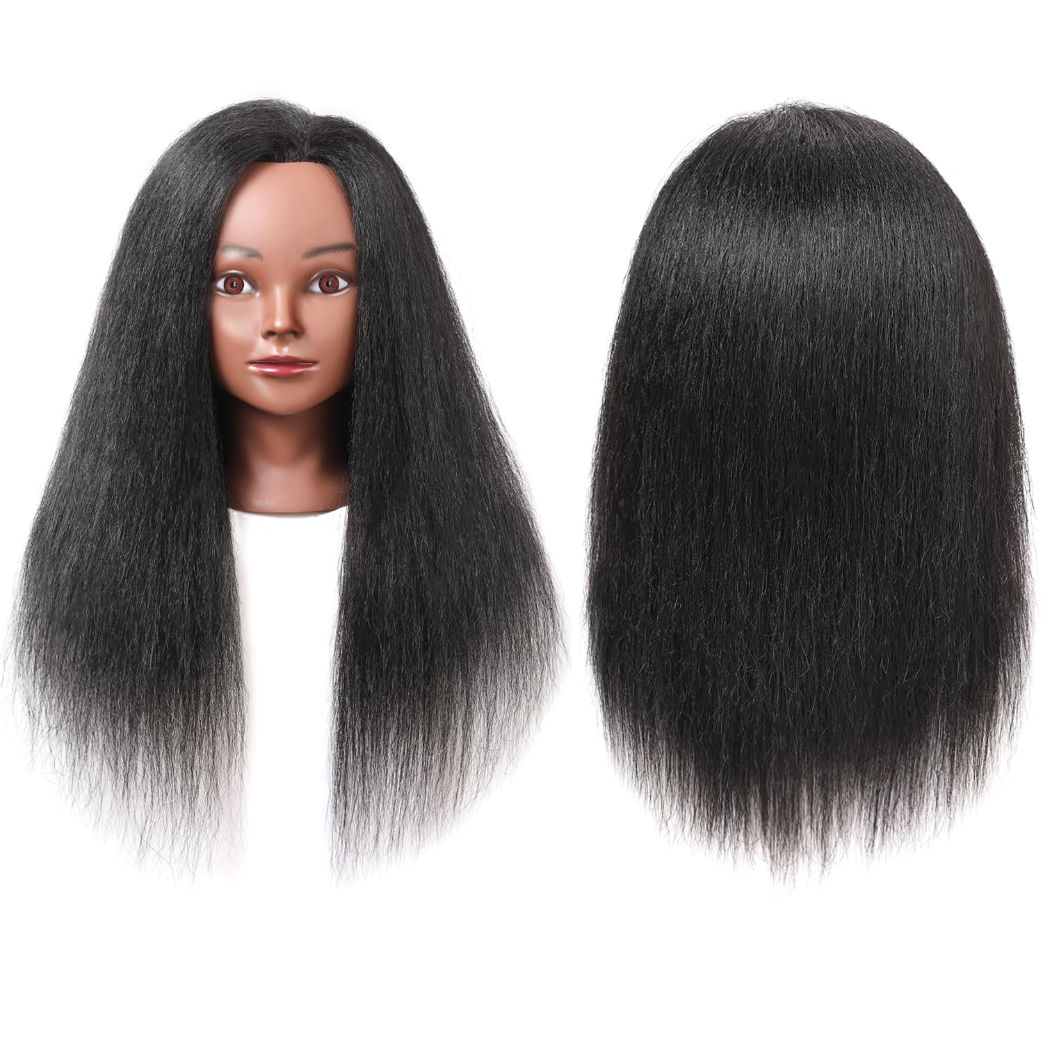 SOPHIRE 16" 100% Real Hair Mannequin Head with stand, Hairdresser Cosmetology Mannequin Manikin Training Practice Doll Head for Braiding Hairstyling - Black