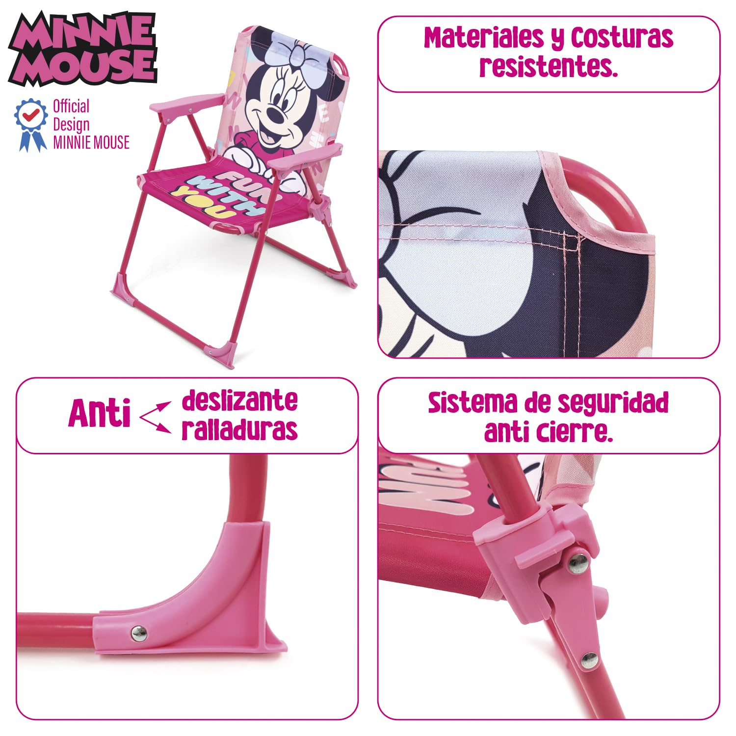 ARDITEX WD14416 Sedia pieghevole con braccioli da 38 x 32 x 53 cm di Disney-Minnie
