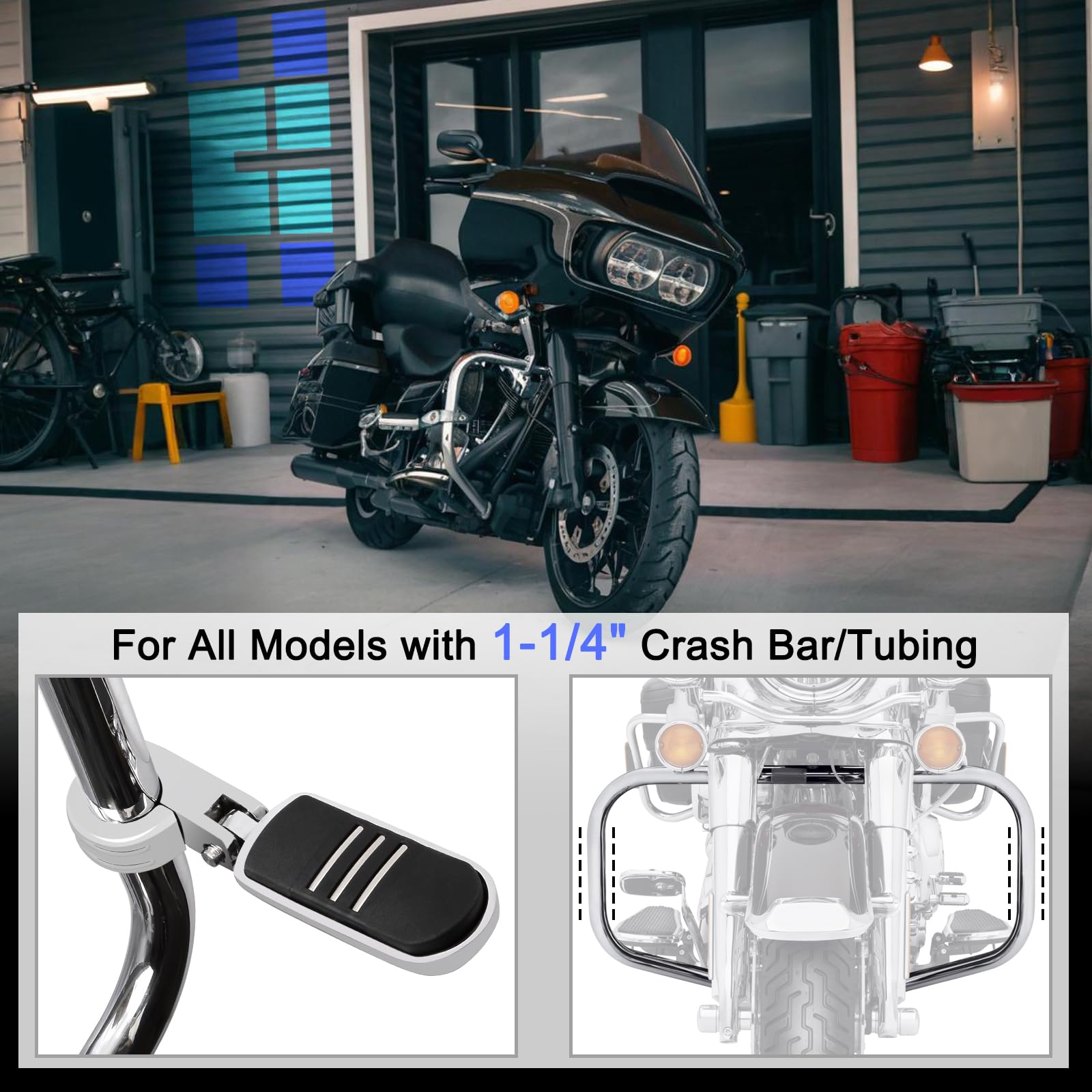 32 mm regulowane podnóżki Highway z zaciskami P, uniwersalne dopasowanie do Harley, Honda, Kawasaki, Suzuki, Yamaha, Indian, Victory Motor, z osłoną silnika 3,2 cm / pałąkiem
