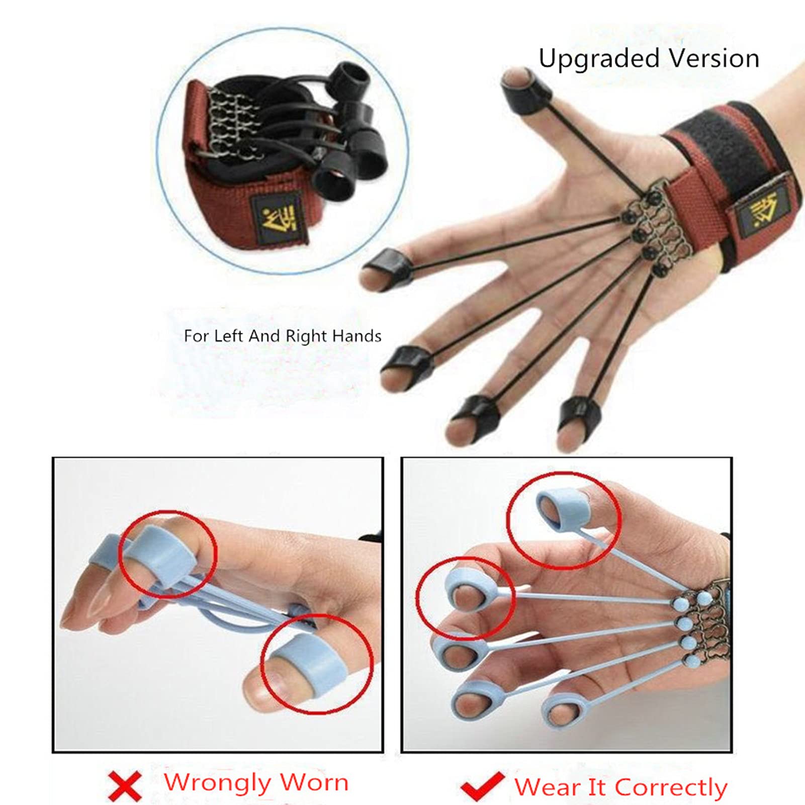 Ejercitadores de dedos y fortalecedor de agarre de fuerza, entrenamiento con estirador Alpha Gripz, equipo de fortalecimiento para terapia física de muñeca, extensor de antebrazo (rojo)