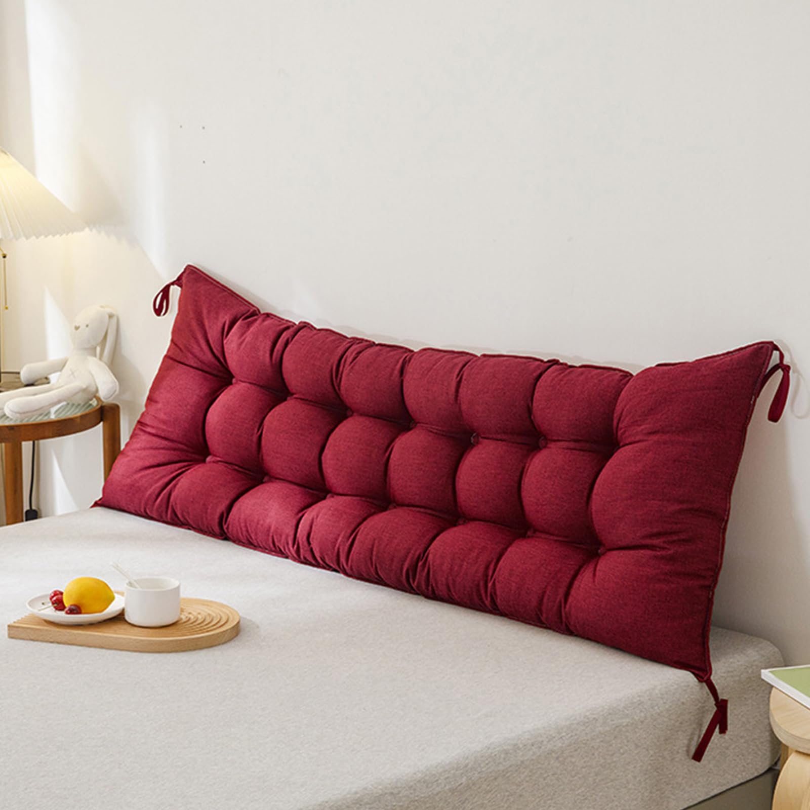 F,200x50cm, Large Headboard Pillow Bed Backrest Long Support Pillow for Reading Bedside Backrest Headboard Cushion with Fixing Ties Tatami Back Bolster Support Reading Pillow