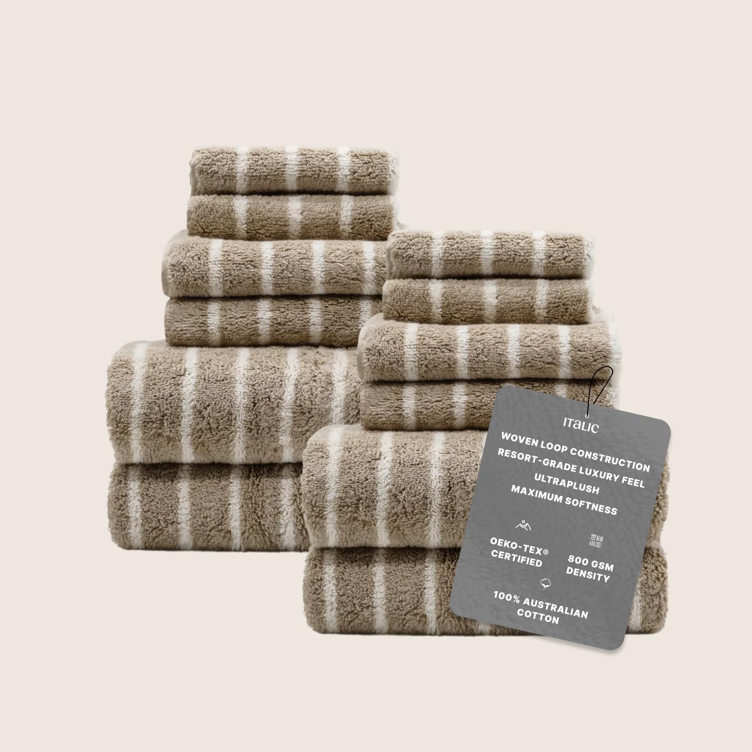 Italic Ultraplush 100% Australian Cotton Towels - Set of 2 Luxury Bath Towels, Quick Dry Plush and Absorbent, Heavy Duty Large Bath Towels, 800GSM Towels for Bathroom & Spa (White)
