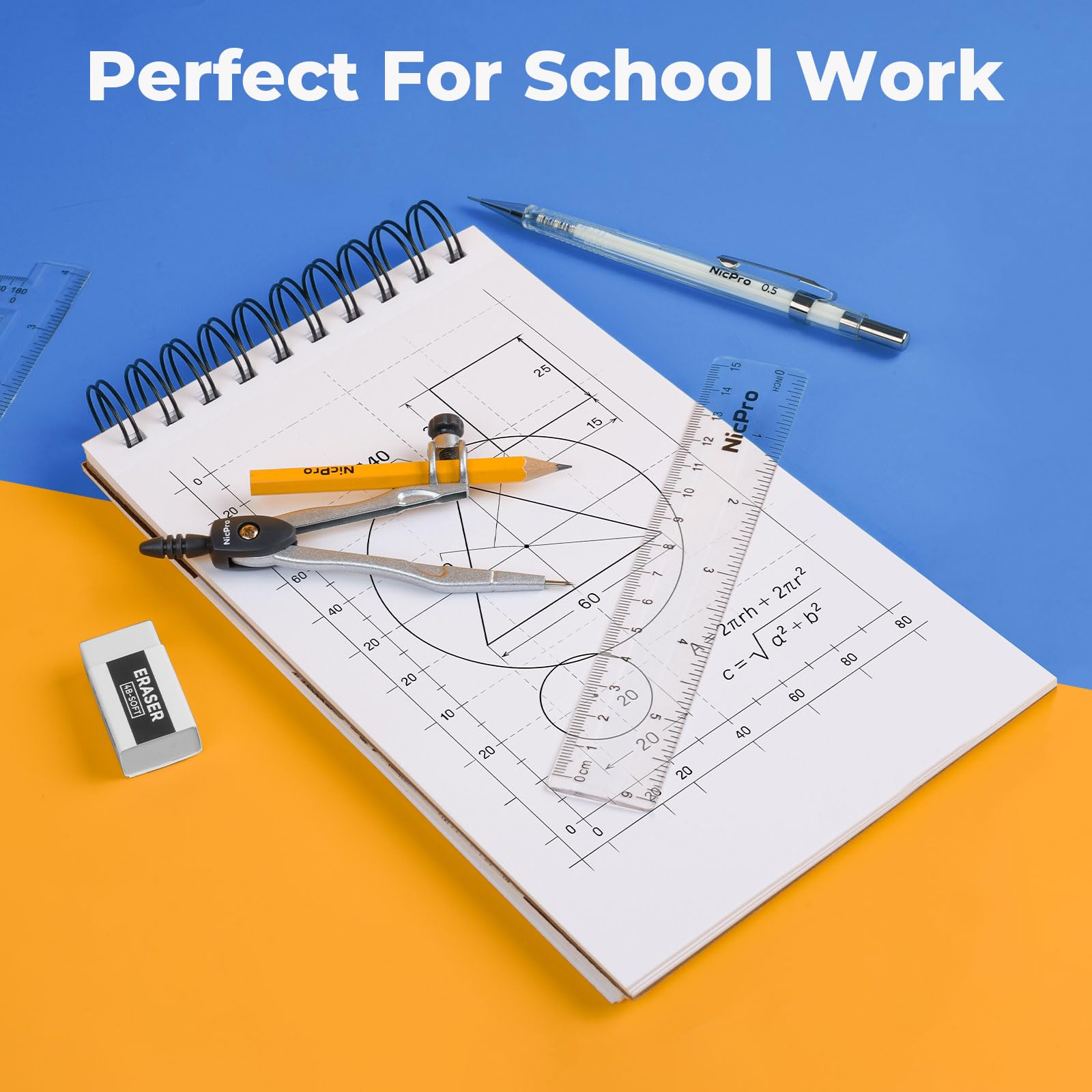 Nicpro Geometry Set - Drafting Tools for Students -6