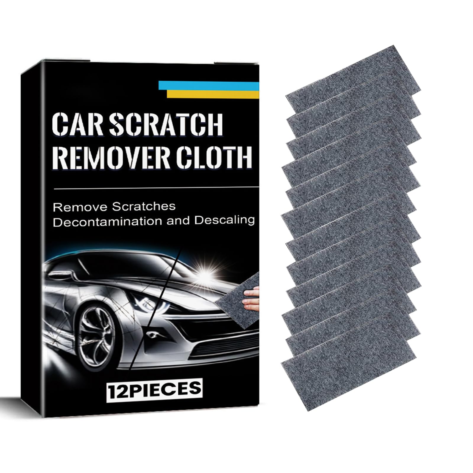 Zorkkra Car Scratch Remover Cloth,Scratch Remover– 12 Pack Nano Magic Scratch Repair Cloth for Car Paint Scratch Remover – Reusable Tool for Minor Scratches, Water Spots, Swirls on Repairs