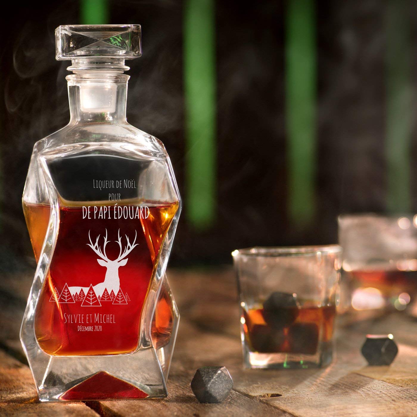 Maverton Carafe Globe + 6 Verres Gravés – Set Whisky Personnalisé Avec Voilier, Décanteur 850 Ml, Cadeau Homme Anniversaire