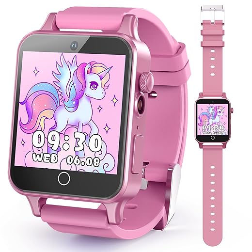 Kids Watches Girls Toys for Age 5-12, HD Camera Touchscreen Smart Watch for Kids, Learn Card, Alarm Clock, 30 Puzzle Games, Pedometer, Audiobook, Christmas Birthday Gifts for Girls Ages 5 6 7 8 9