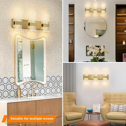 Miniatura 3 de Moderna lámpara de tocador de baño de 6 luces de oro cepillado, elegante lámpara LED de latón sobre el espejo, accesorios de iluminación de pared