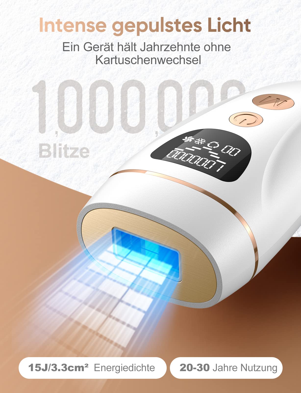 IPL Geräte Haarentfernung Laser Mit Gefrierfunktion 9 Energiestufen 1000,000 Lichtimpulse Dauerhafte Schmerzlose Haarentfernung für Männer Frauen Gesicht Achseln Beine Körper