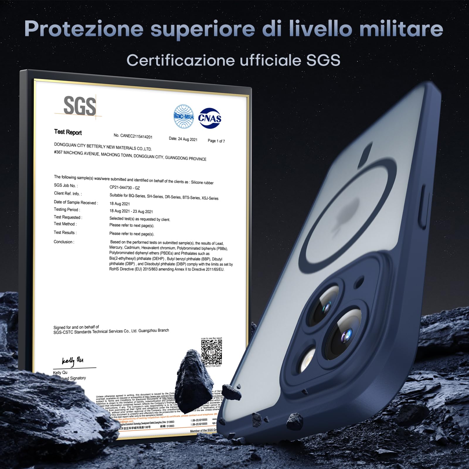 TOCOL Cover Magnetica per iPhone 14 6,1 Pollic, Compatibile con MagSafe, Protezione Fotocamera Integrata, Custodia Antiurto Traslucida Opaca, Blu