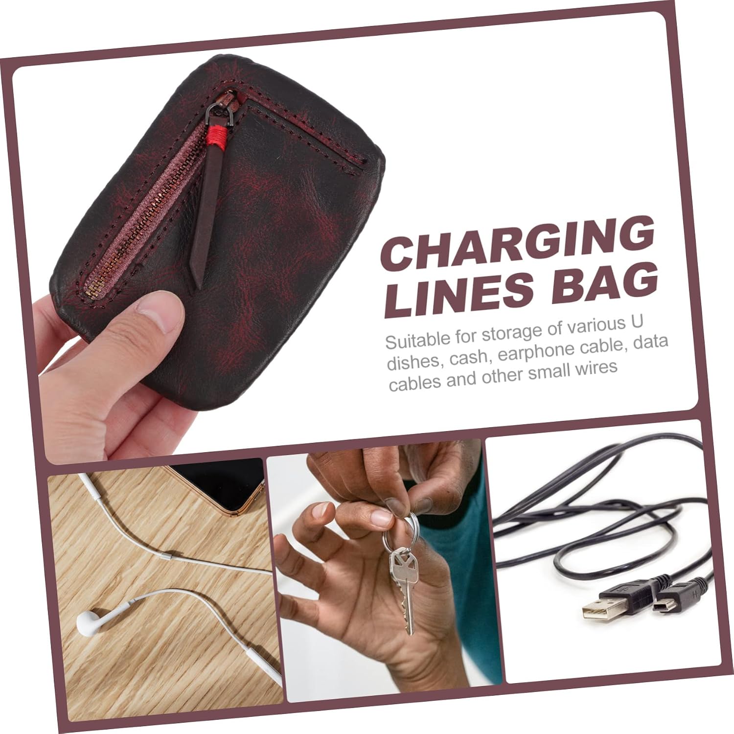COLLBATH 3pcs Portable Usb Cable Organizer Bag Multi-purpose Earphone and Data Storage Pouch Compact Travel Case for Charger Cords and Accessories Smooth Fine Workmanship Deep