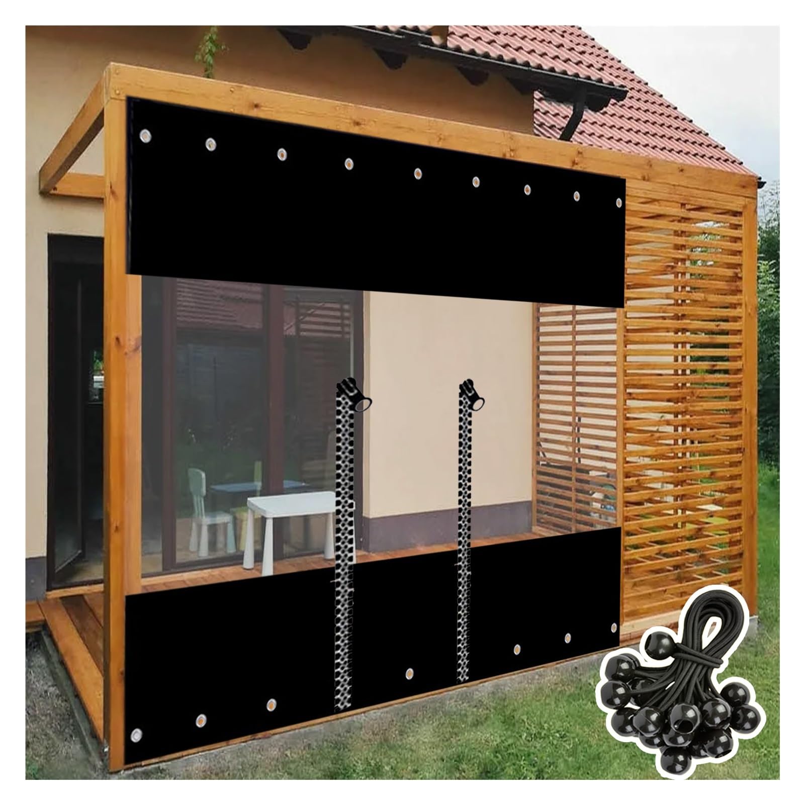 Bâche transparente avec œillets étanche pour fermer une terrasse de jardin