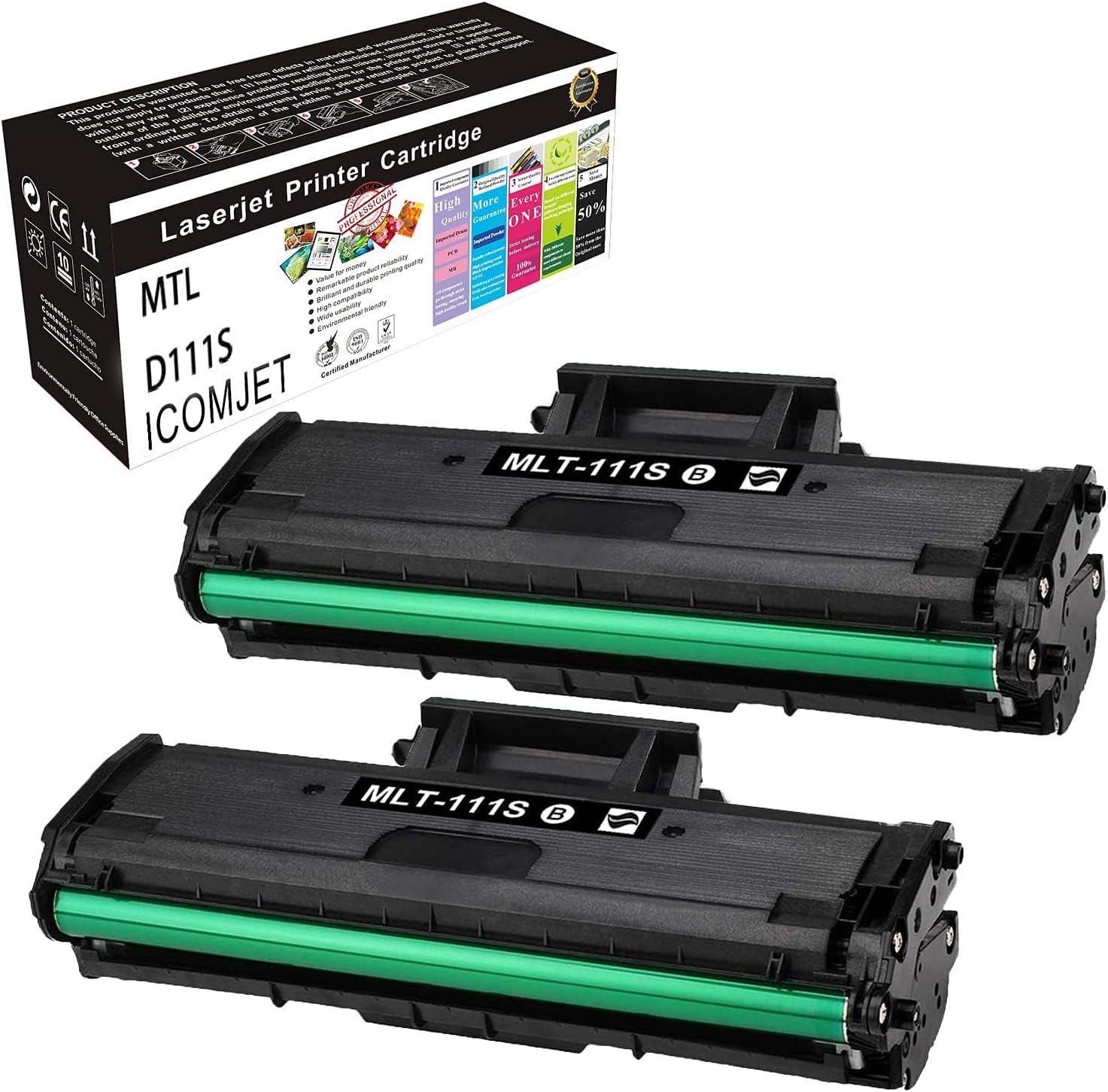 Compatible Toner Cartridge Replacement for Samsung D111S MLT-D111S 111S Work for Samsung Xpress SL-M2020 SL-M2020W SL-M2022 SL-M2022W SL-M2070 SL-M2070W SL-M2070F SL-M2070FW (2 black)