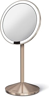 simplehuman ST3010 miroir à capteur pliable, acier inoxydable or rose