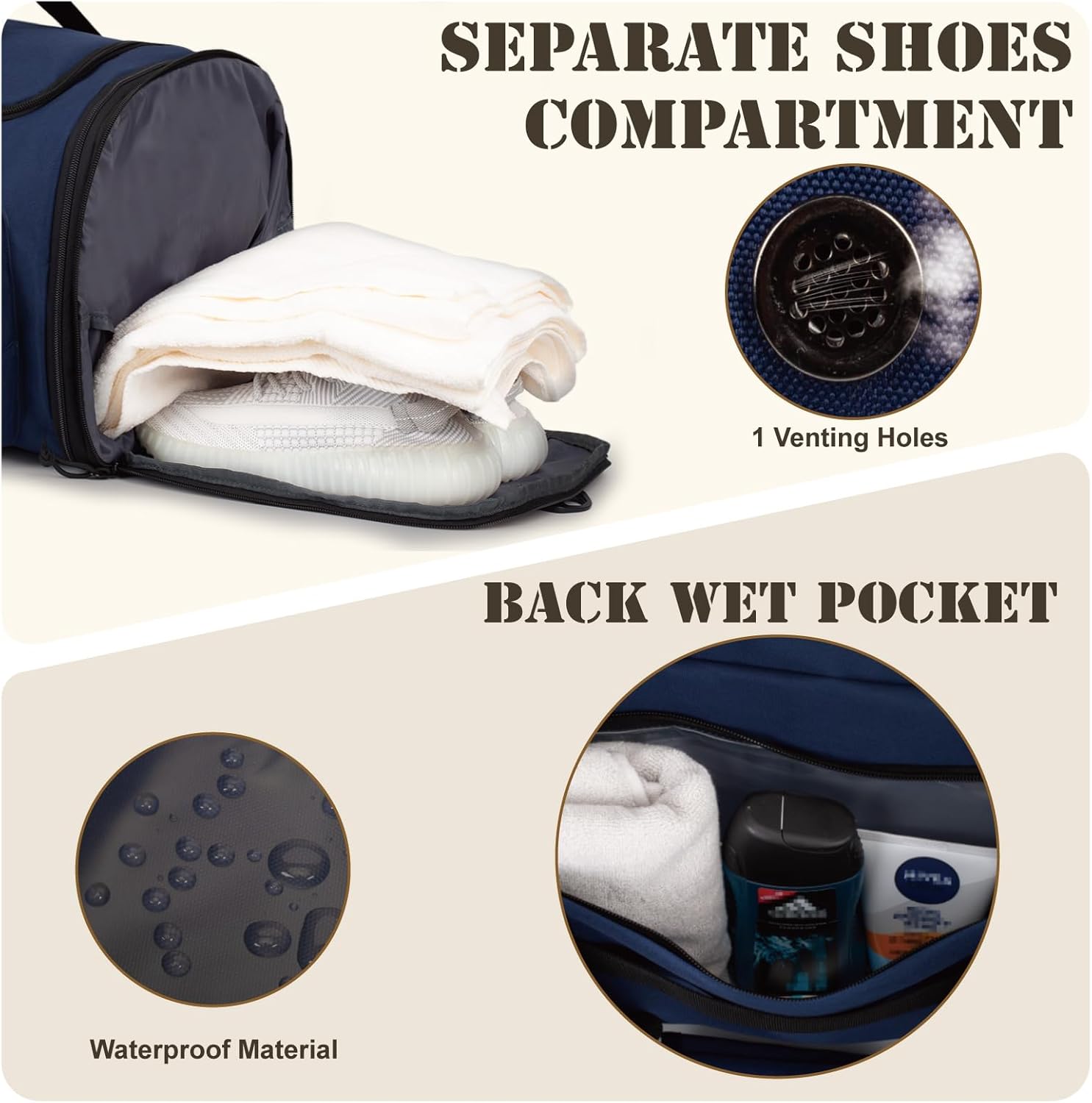 Tactical Duffle Bag For Travel Expandable 52L Large Duffle Bag For Men Gym Duffel With Wet Pocket Multi-Functional Carry On Bags Weekender Overnight Bag Organizer Duffel Bag For Travel - Image 6