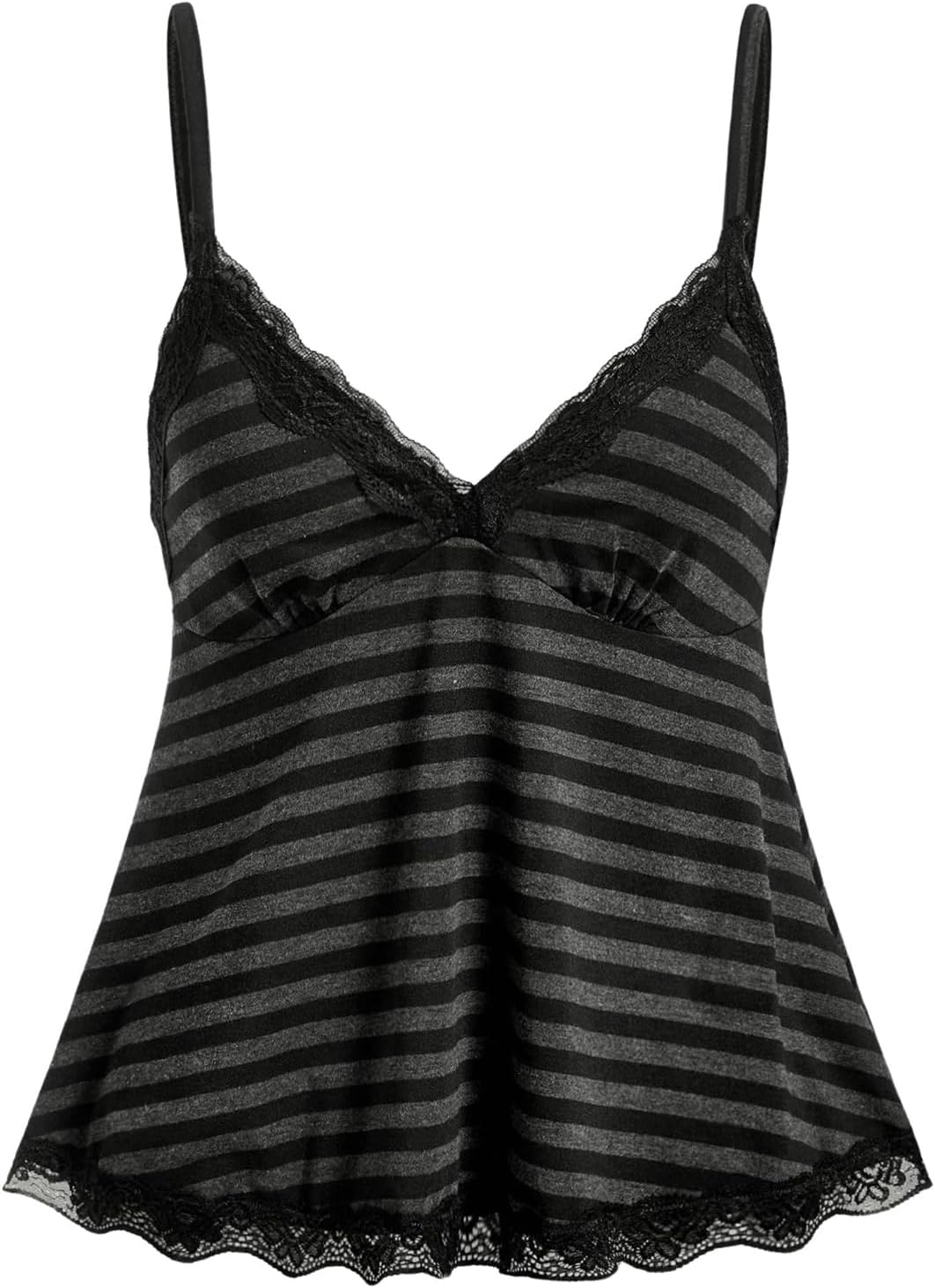 SOLY HUX Womens Y2K Lace Cami V Neck Sleeveless Striped Shirt Spaghetti Strap Camisole Gothic Tops
