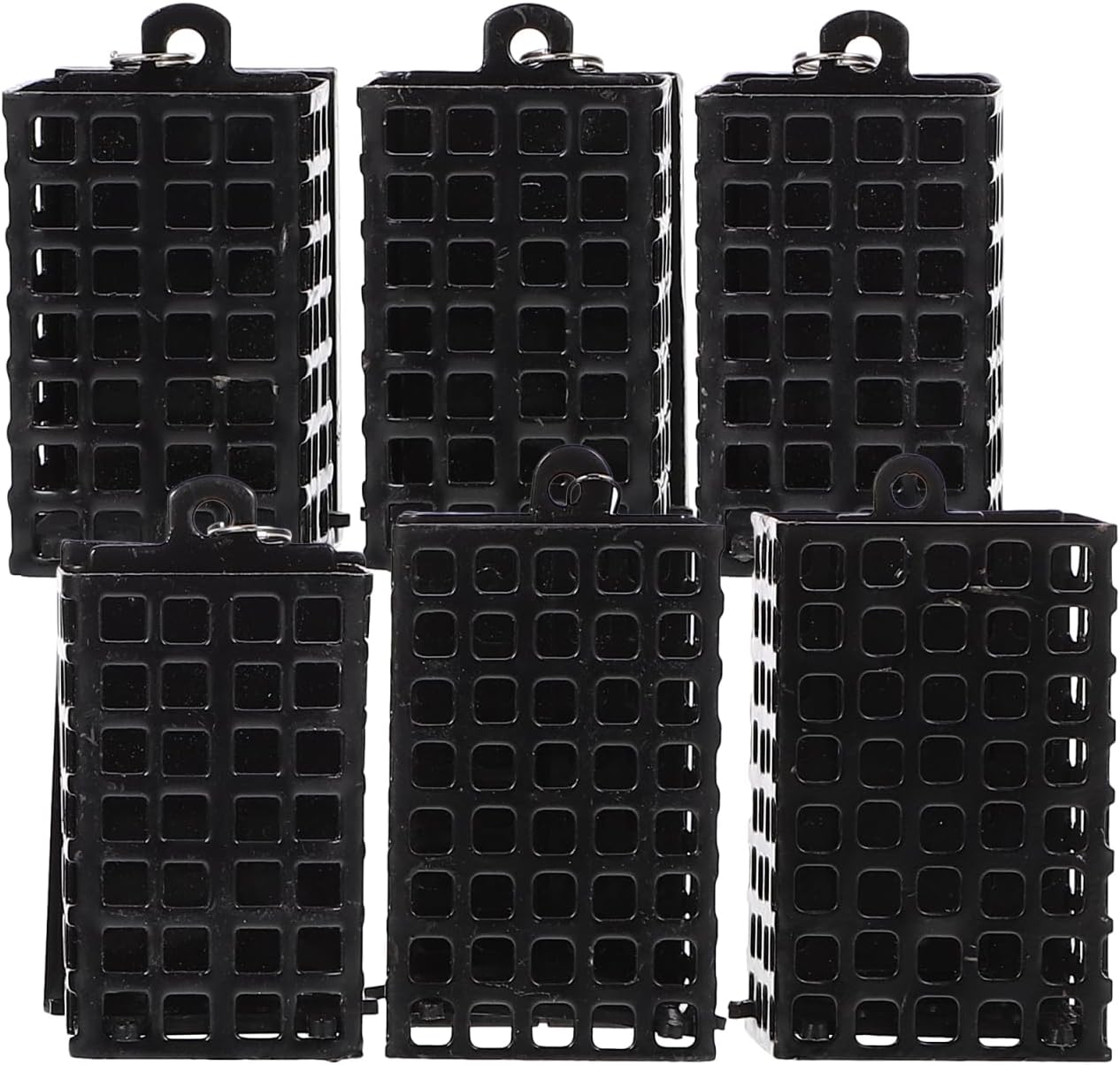 SUPVOX Compact Fishing Bait Cage Feeder Holder 2.28X1.29X1.18 Inch Metal Bait Basket for Carp Crustaceans Freshwater Fishing with 6 Pack