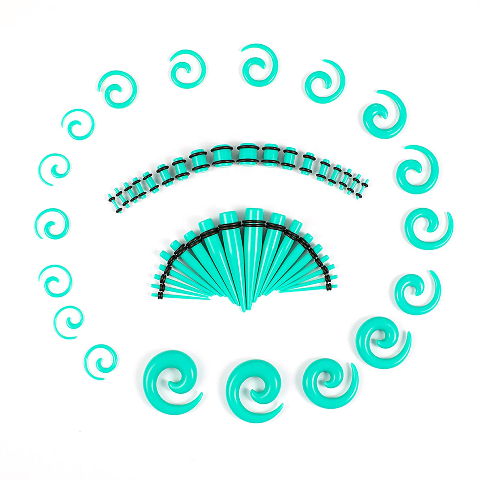 WBRWP48/54pcs Ear Stretching kit Acrylic Tapers and Plugs with Double O-Ring Ear Expander Gauges Stretcher Body Piercing Jewelry 2g-3/4/14g-00g