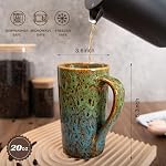 20 OZ Large Coffee Mugs, Coffee Cups Ceramic Tall Coffee Mugs with Handle, Unique Latte Tea Cup for Office and Home, Novelty Gifts for Men and Women, Set of 2 (Green & Blue)