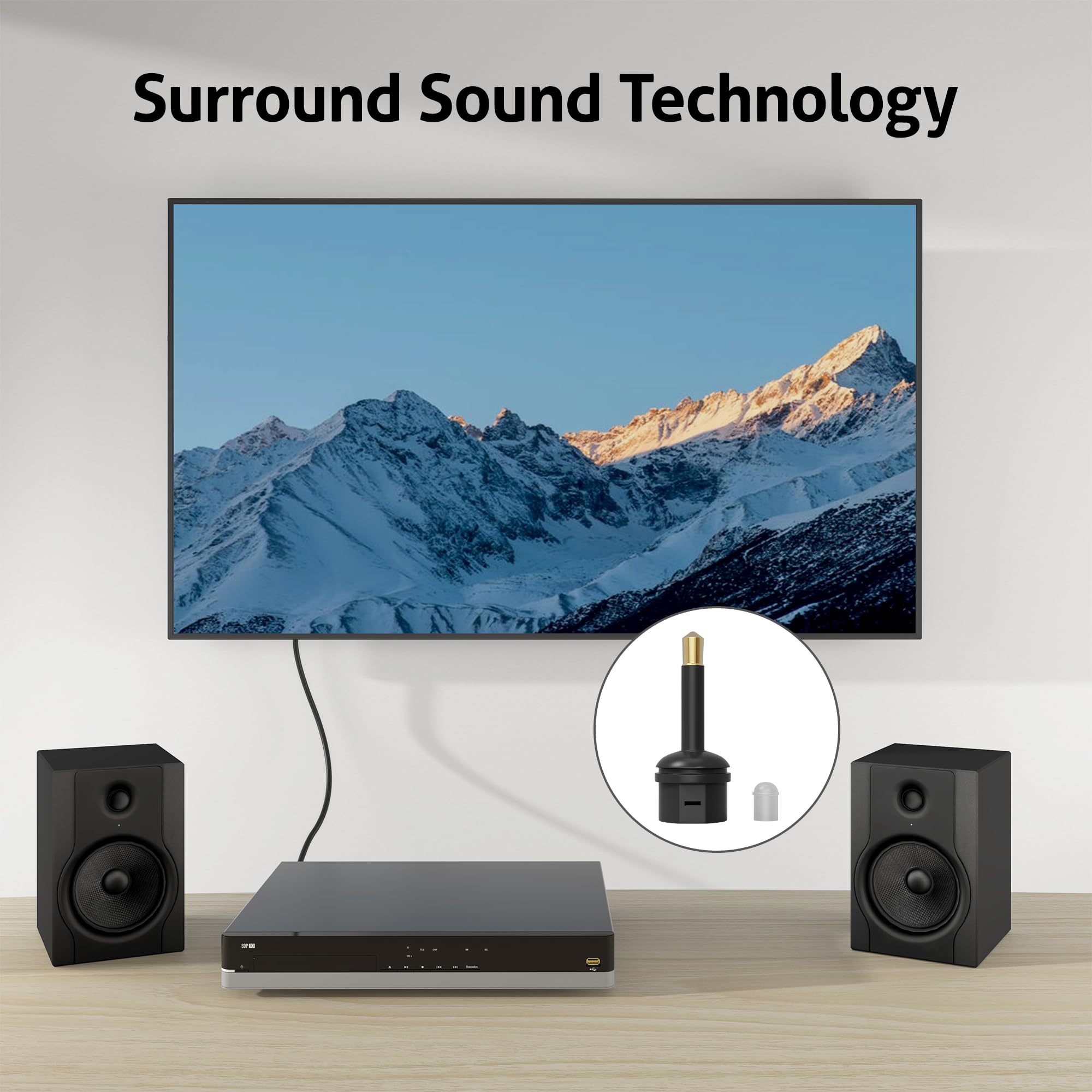 HDSupply Mini Toslink Audio Adapter, 3.5mm Optical Adapter to Subwoofer, Soundbar, TV, HiFi, Amplifier - Black