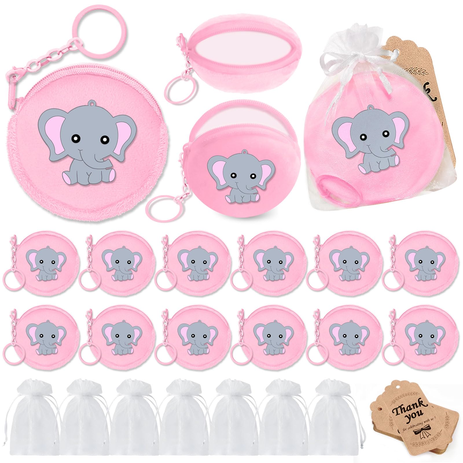 12 Pack Coin Purse, pink, Pink Elephant-image-5