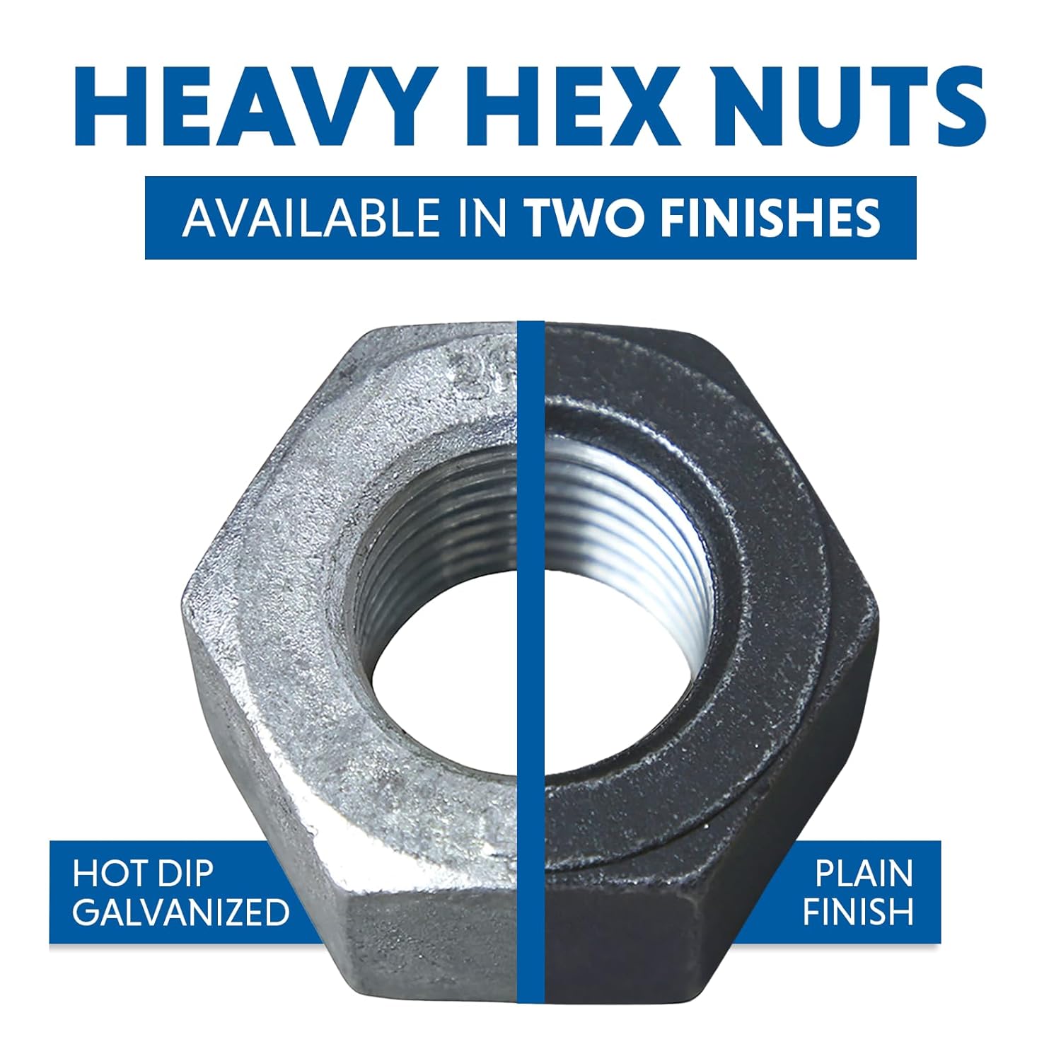 1-1/4"-7 Heavy Hex Nut, A194 Grade 2H - Plain Finish [Pack of 5]