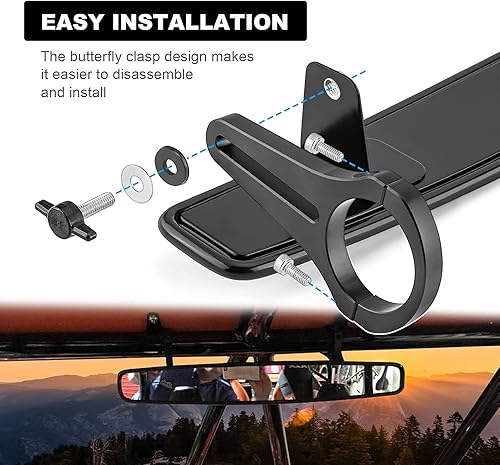 Miniatura 6 de Dasen Espejo retrovisor ancho, espejo convexo de 15 pulgadas con kit de abrazadera ajustable de 1.75 pulgadas, junta de goma de 1.5 pulgadas, barra