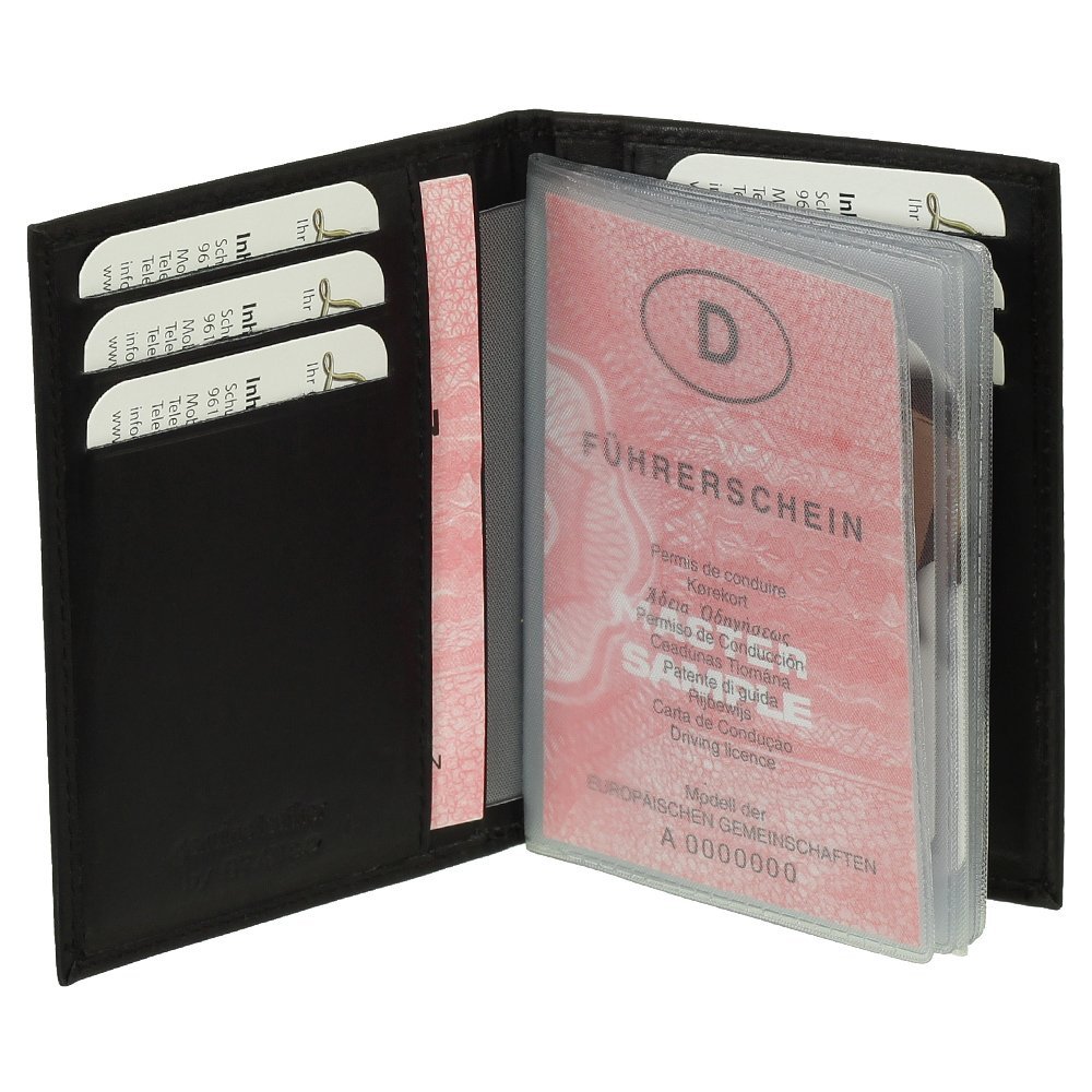 Portadocumenti di lusso in pelle basic, ideale per l'auto, disponibile in diversi colori-