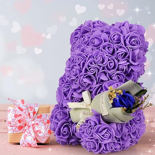Miniatura 4 de Regalos de oso de rosas para ella, oso de peluche rosa rosa, regalos de cumpleaños para mujeres, esposa, hija, novia, oso de flores con ramo de