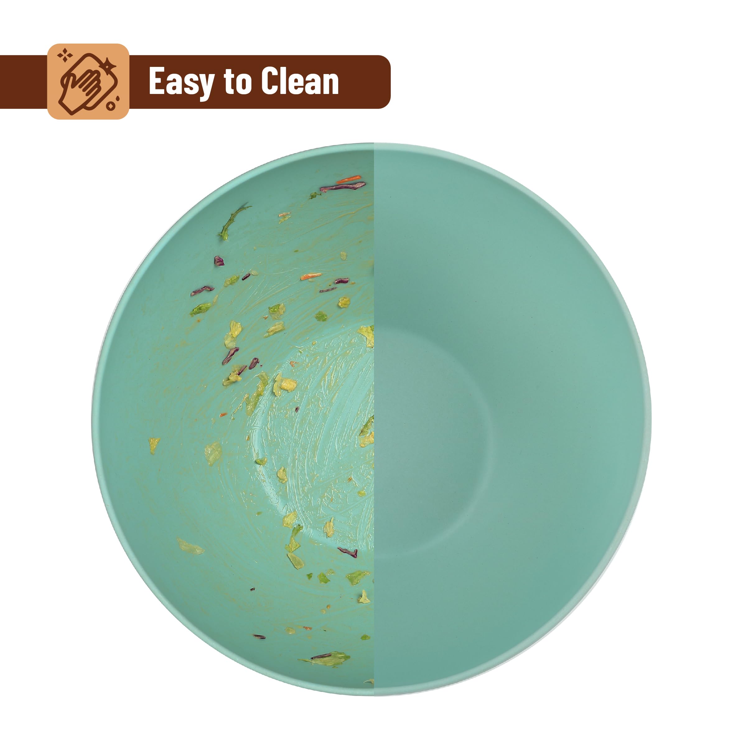 Juego de cuencos para servir ensalada con tapa de madera y utensilios, 6.5 cuartos de galón, cuenco de ensalada de fibra de bambú con servidores para cocina, cuenco de color turquesa