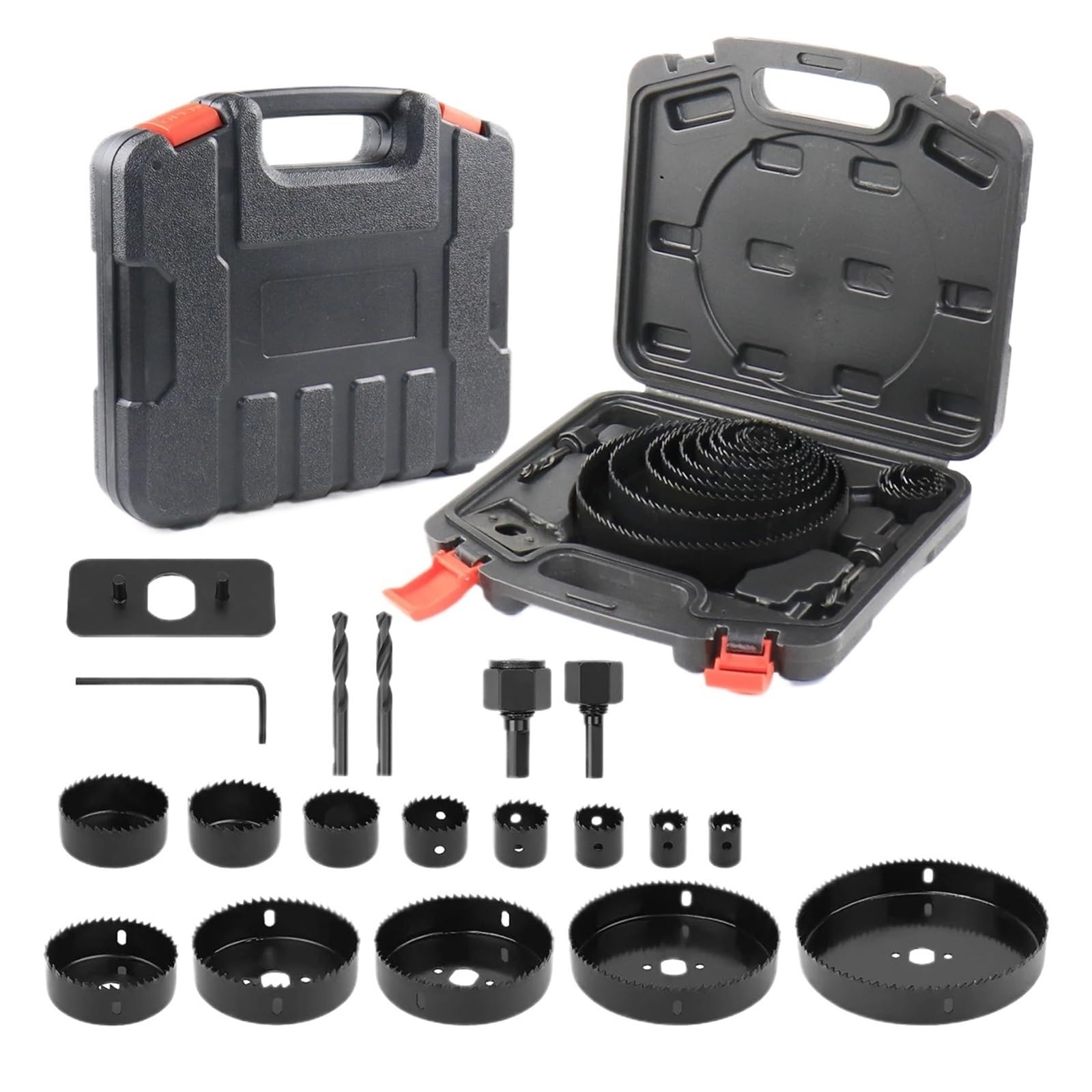 Juego De Sierras De Corona De 19 Piezas Con Mandriles De 19-152 Mm (3/4"-6") Y Llave Hexagonal. Incluye Estuche De Almacenamiento. Ideal For Madera Blanda Y Tableros De PVC.
