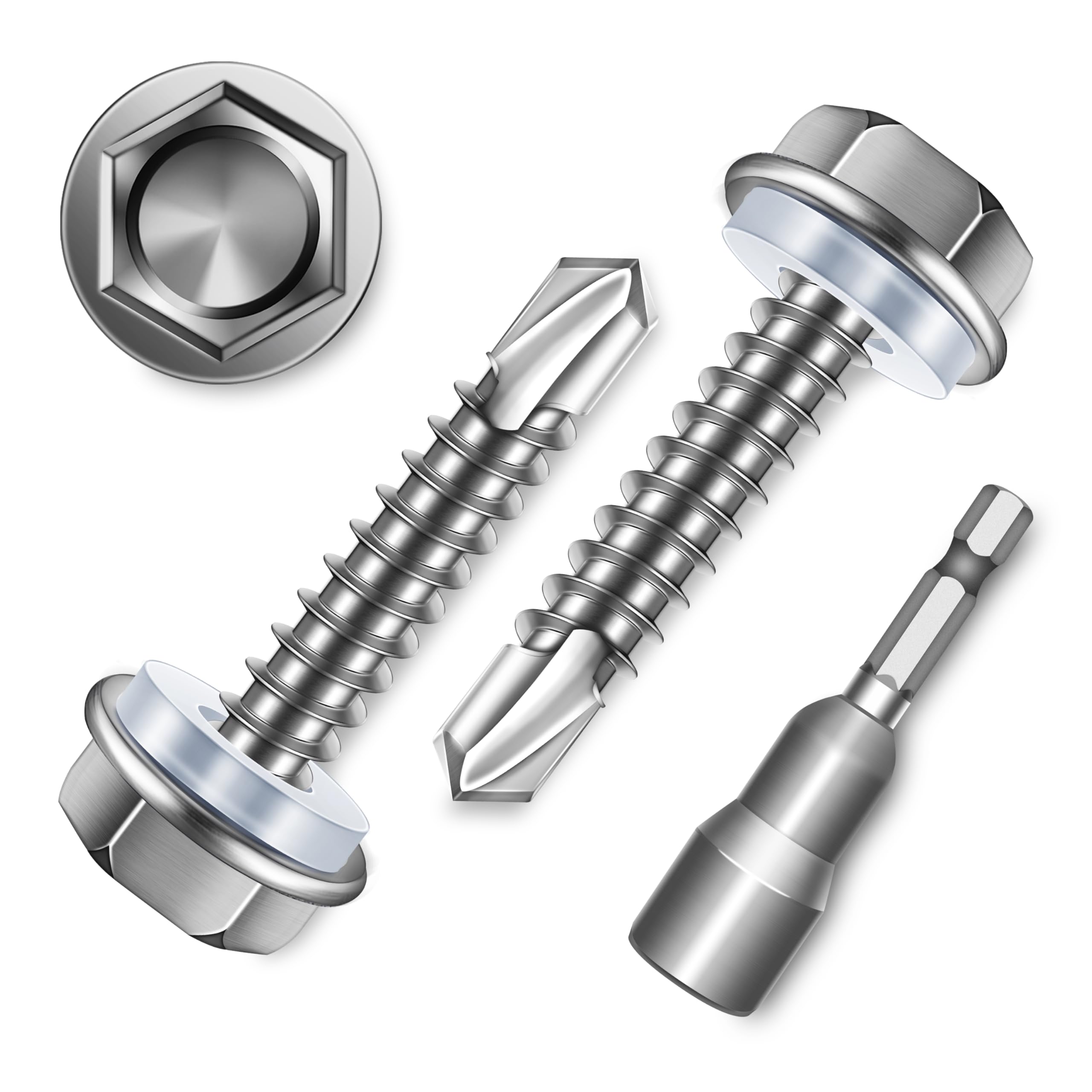 Sheet Metal Screws - 100 Stainless Steel Self Drilling -12 Sheet Metal Screws - 100 Stainless Steel Self Drilling -12