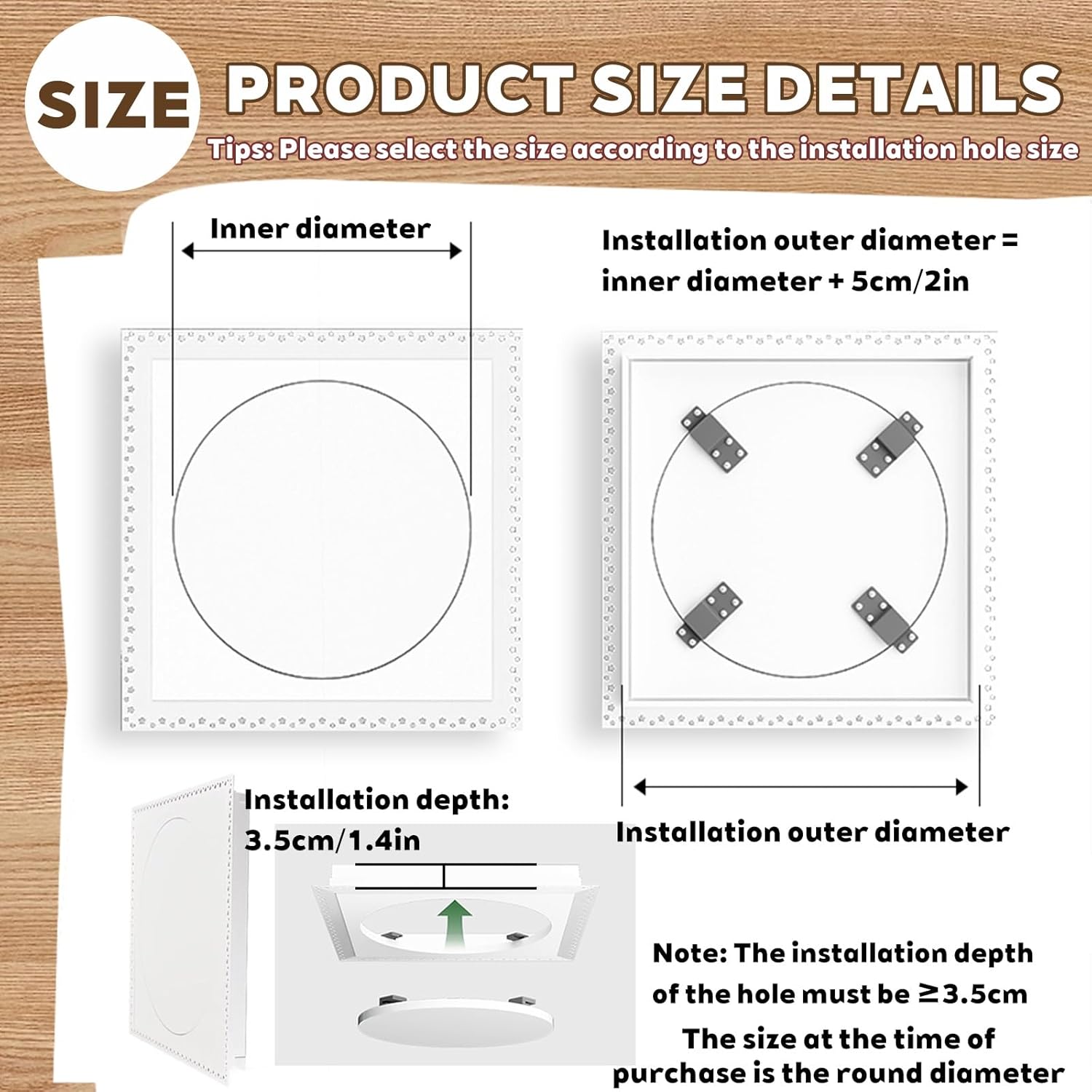 Round Access Panel for Ceiling and Wall,Concealed Access Door for Electrical Plumbing,Paintable Wall Inspection Hatch,Ceiling Hole Cover-for Plumbing,Cables,HVAC,Speaker